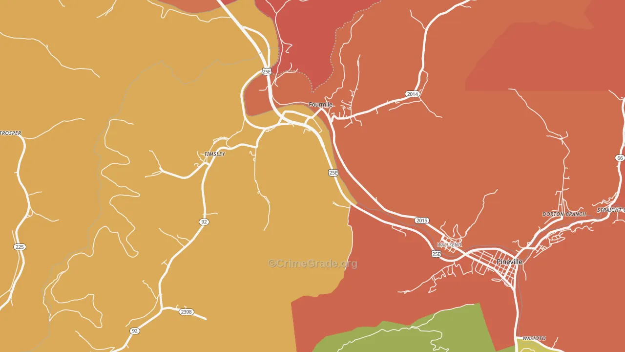 Fourmile, KY Map of Burglary Rates