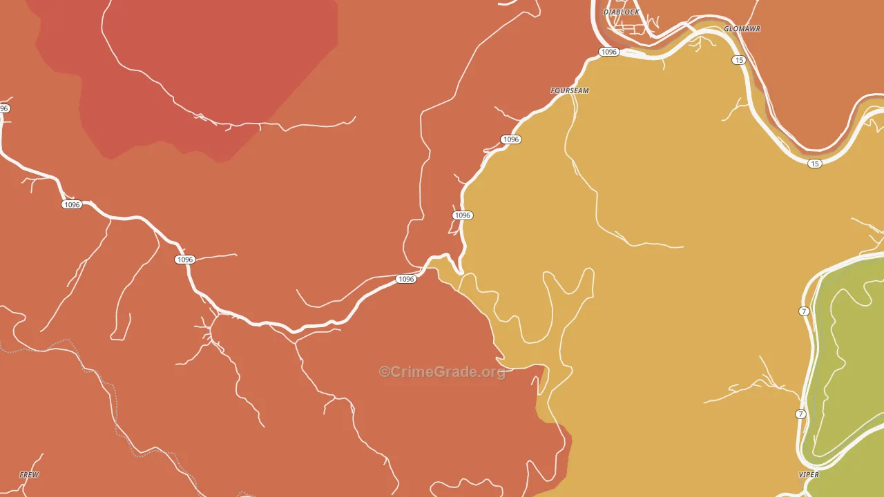 Fourseam, KY Map of Burglary Rates