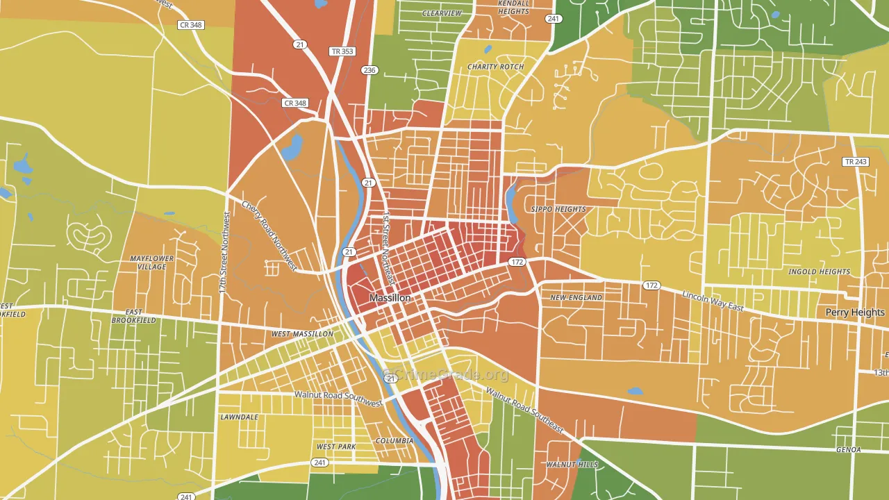 Fourth Street Historic District, Massillon, OH Map of Burglary Rates