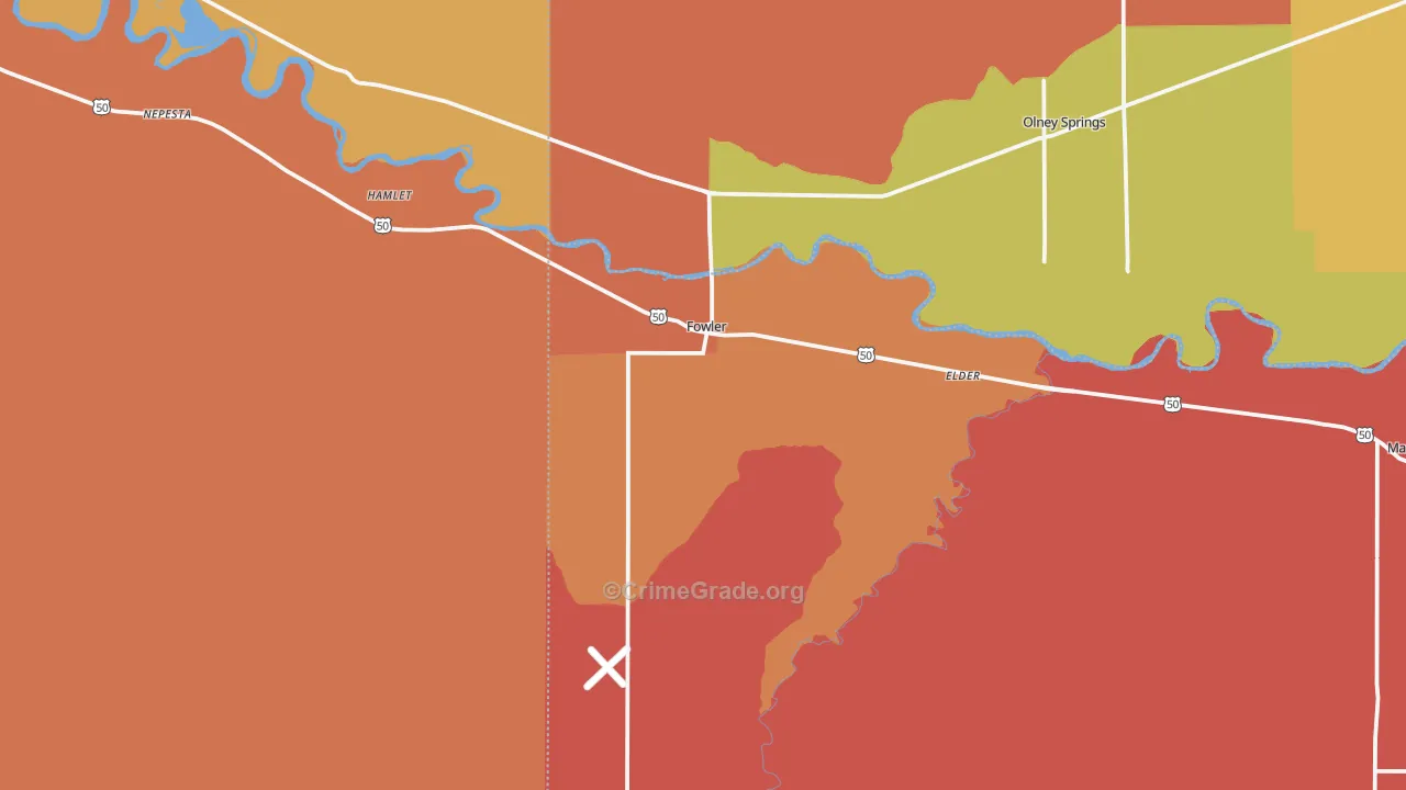 Fowler, CO Map of Burglary Rates