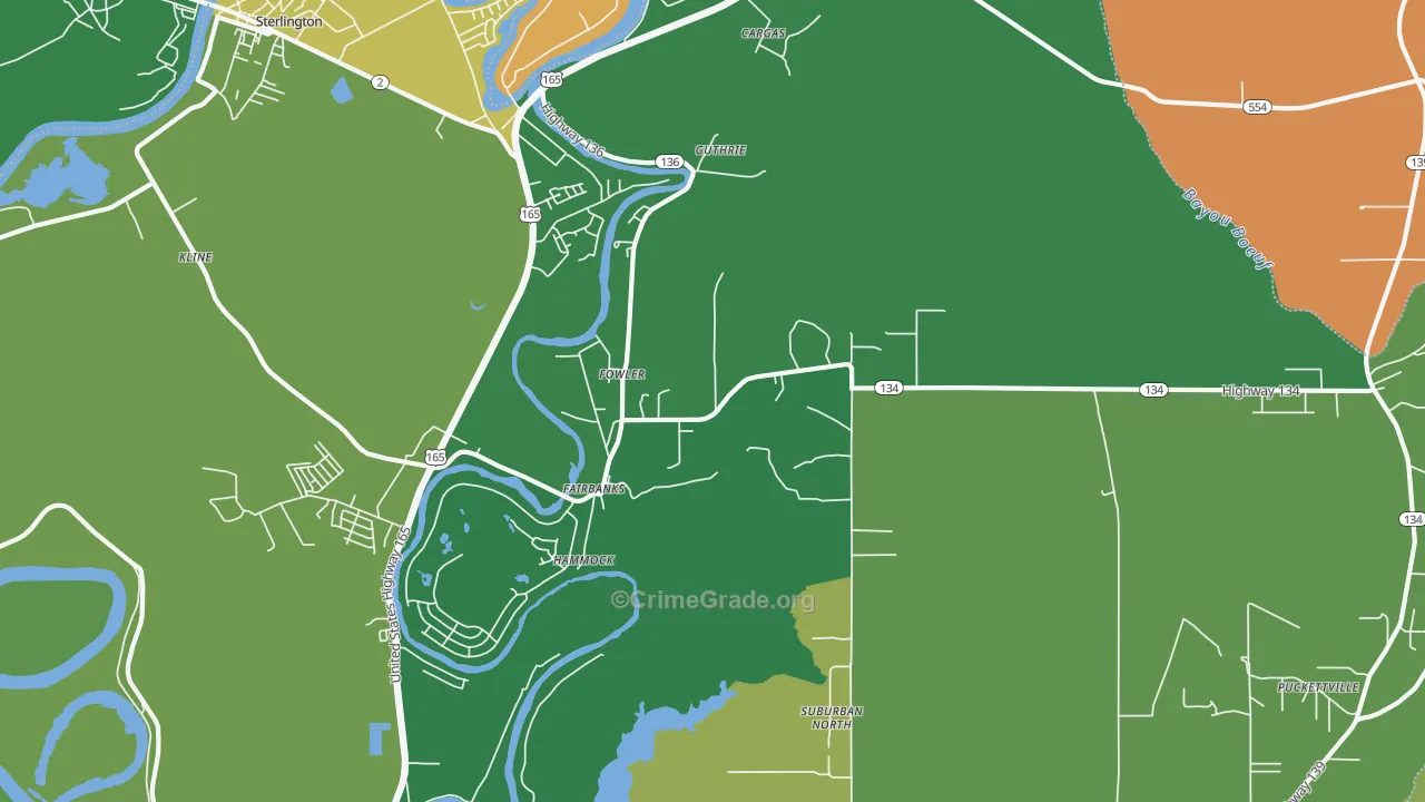 Fowler, LA Map of Burglary Rates