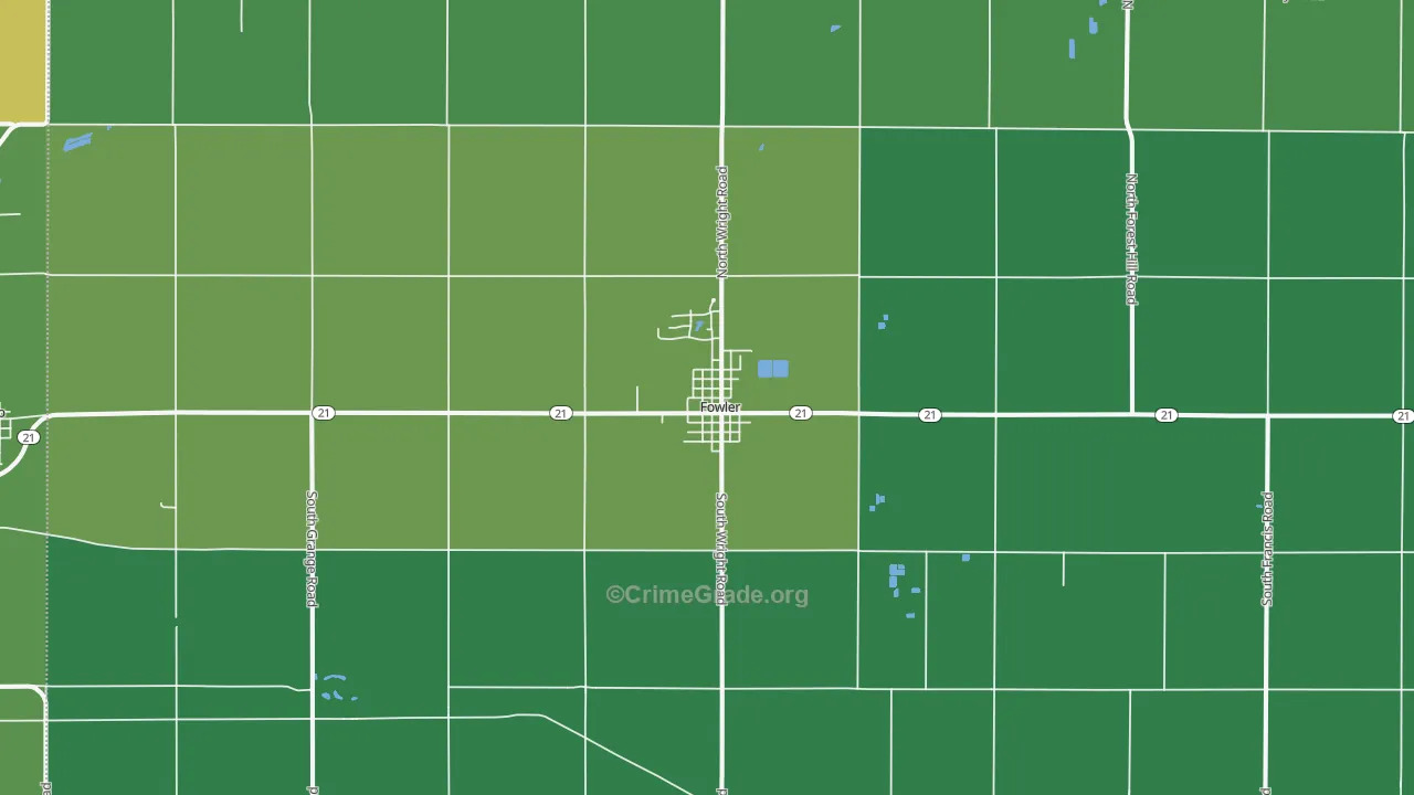 Fowler, MI Map of Burglary Rates