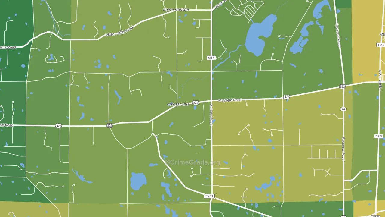 Fowlers Mill, OH Map of Burglary Rates