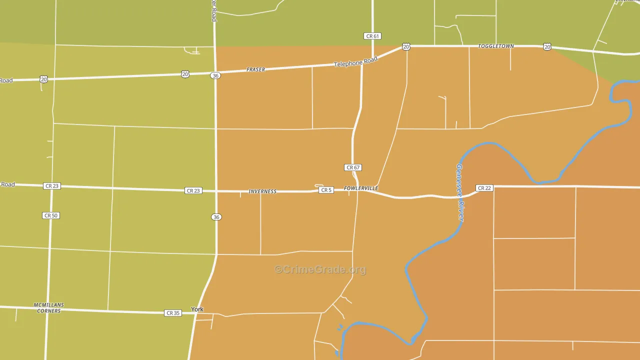 Fowlerville, NY Map of Burglary Rates