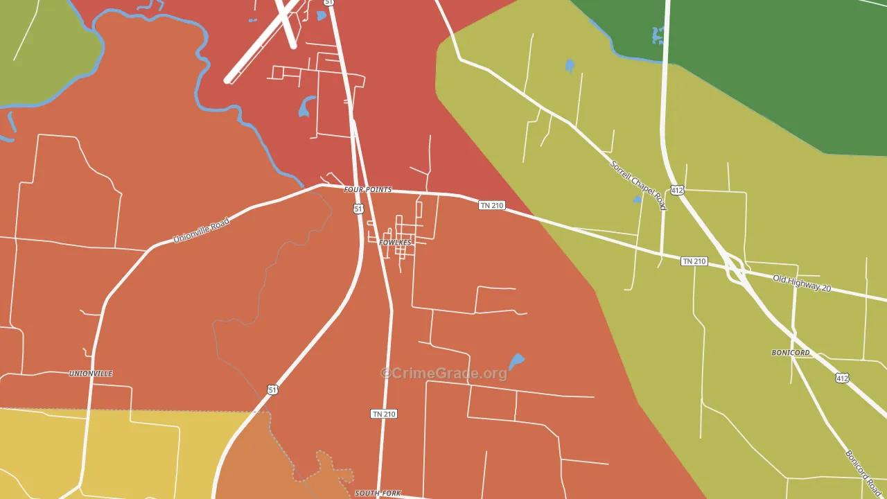 Fowlkes, TN Map of Burglary Rates