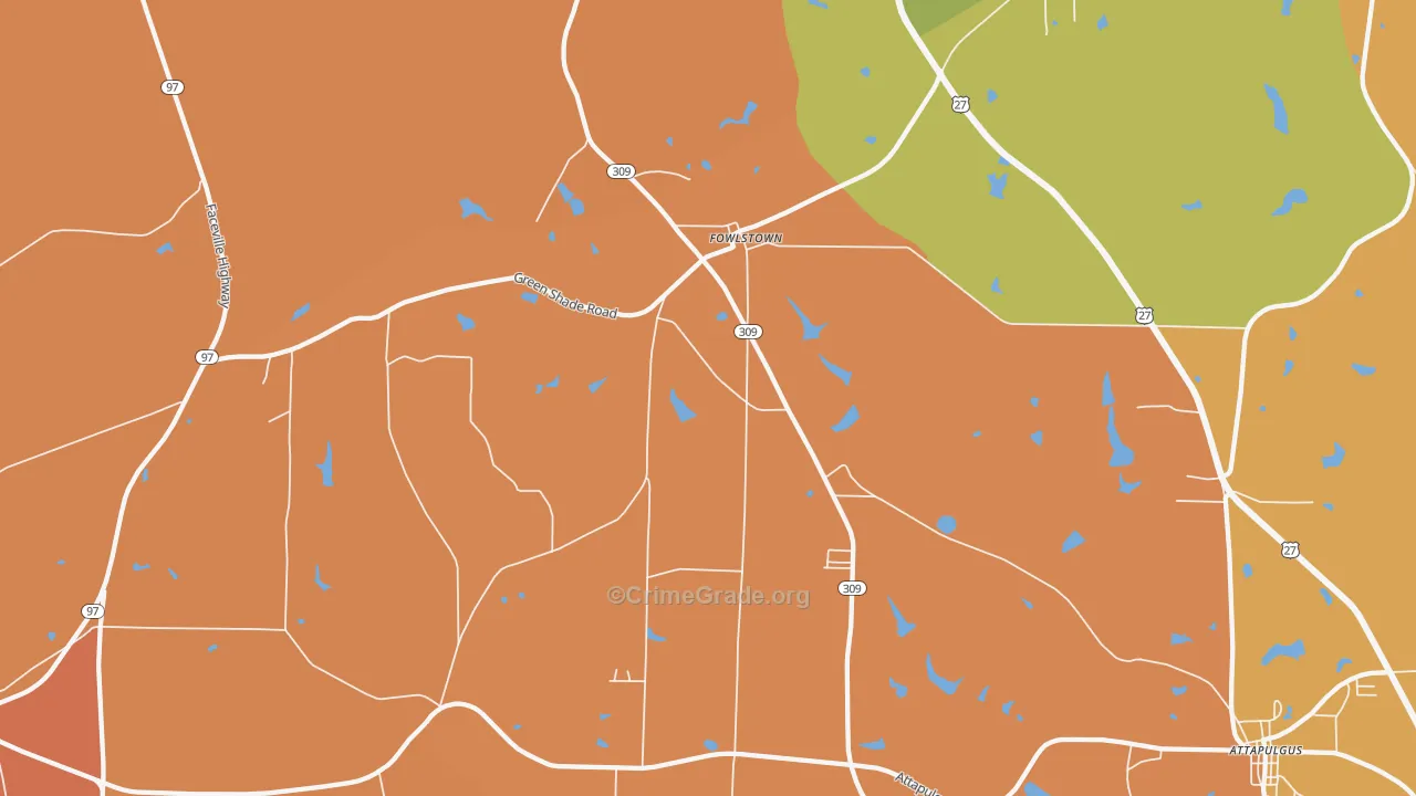 Fowlstown, GA Map of Burglary Rates