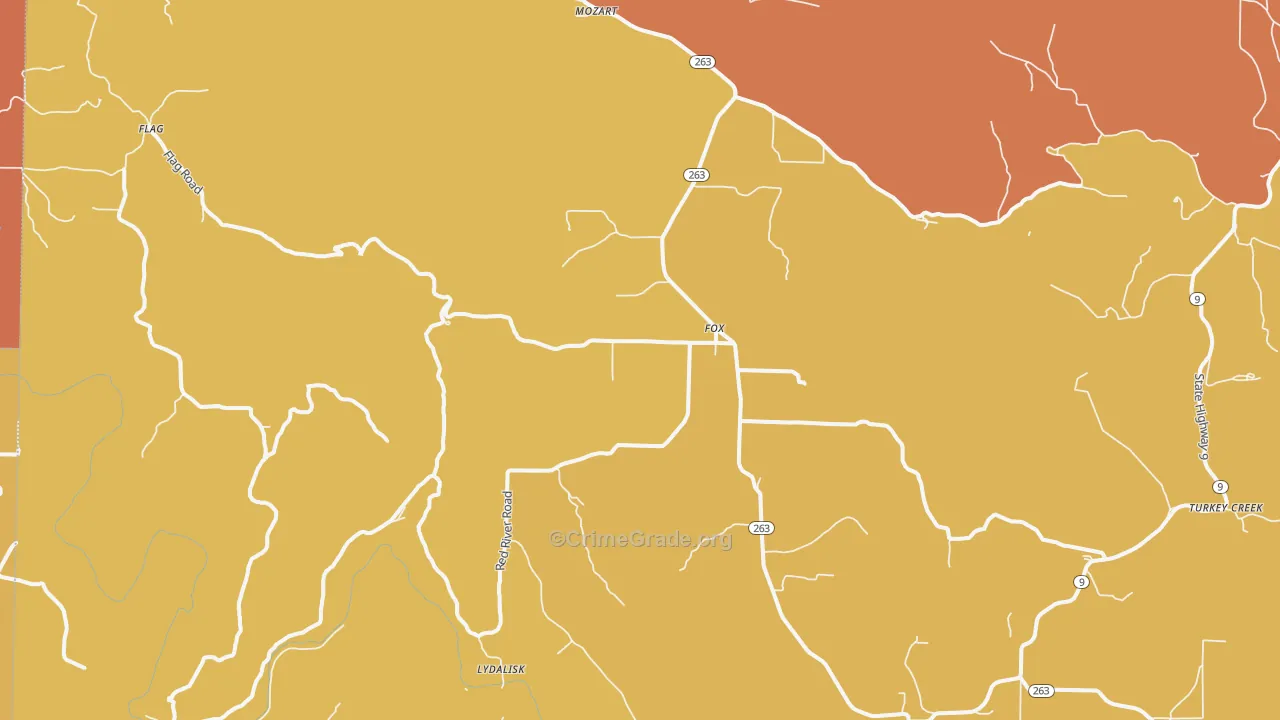 Fox, AR Map of Burglary Rates