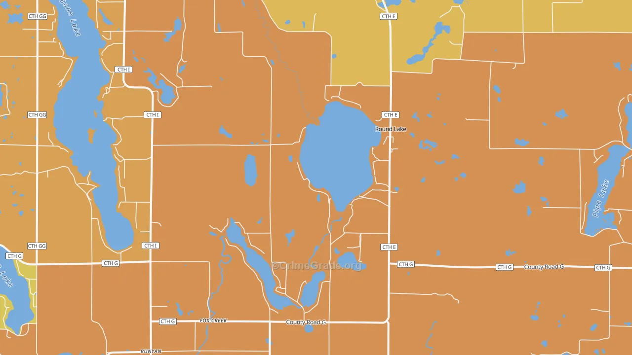 Fox Creek, WI Map of Burglary Rates