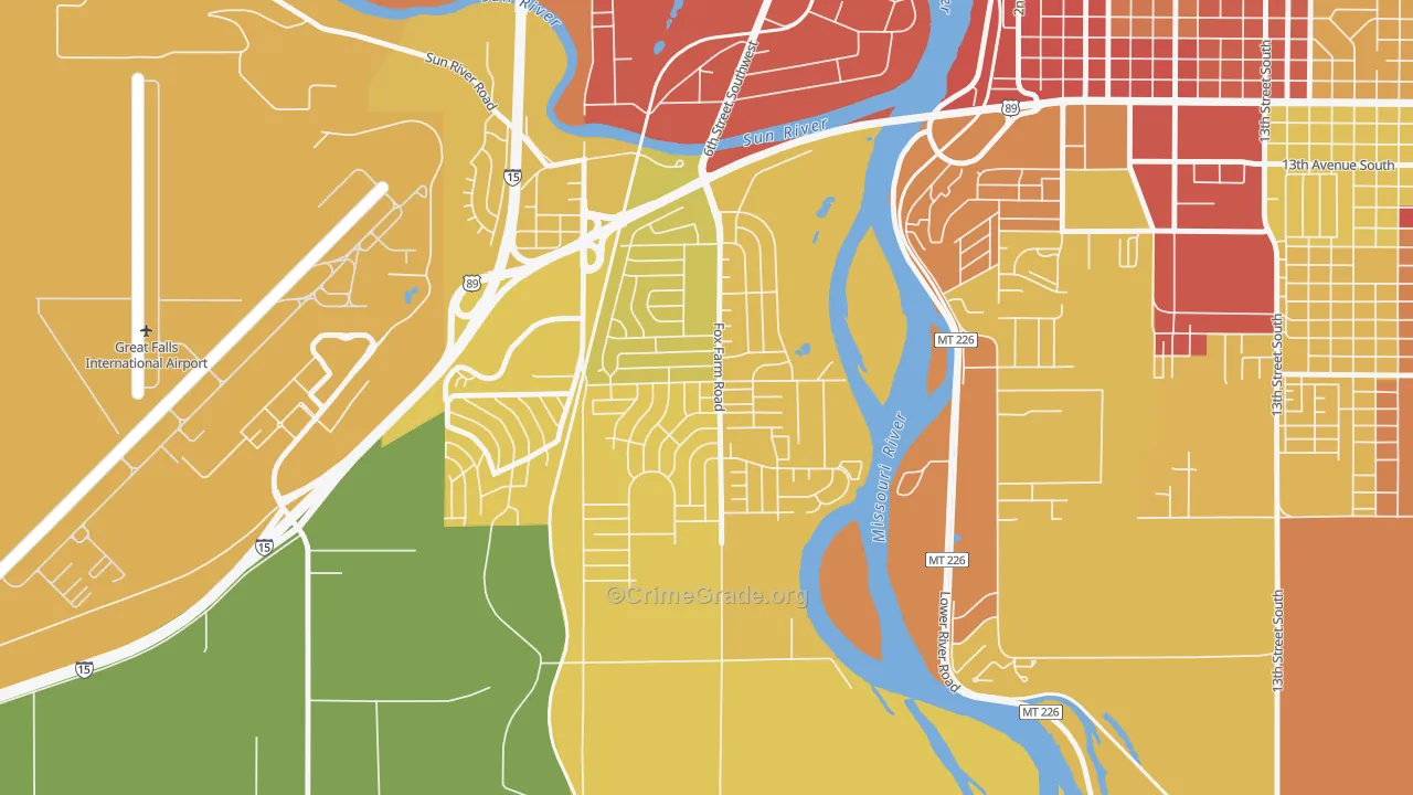 Fox Farm, Great Falls, MT Map of Burglary Rates