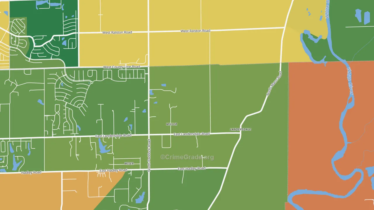 Fox Hill, IN Map of Burglary Rates