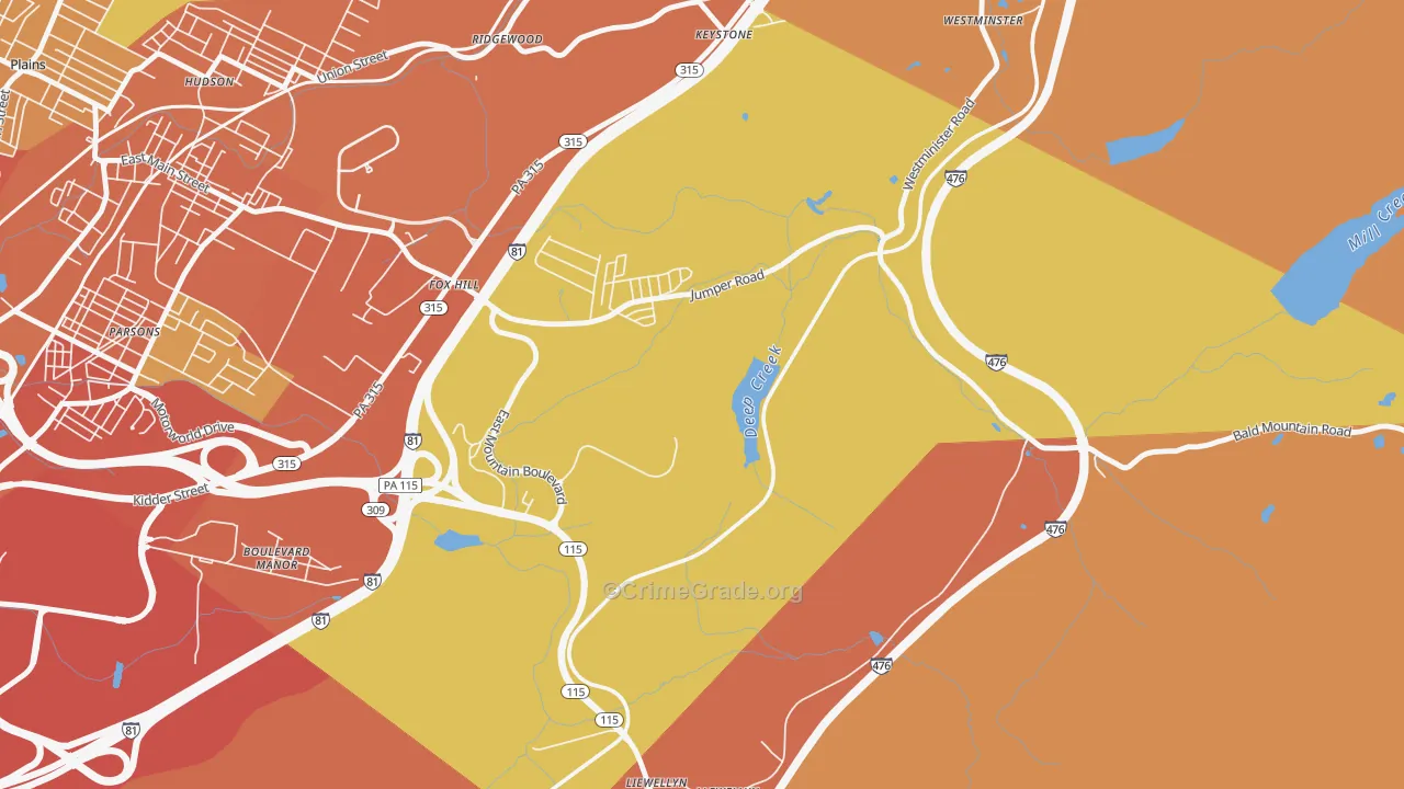 Fox Hill, PA Map of Burglary Rates