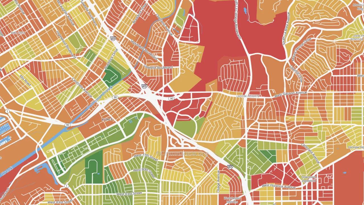 Fox Hills, Culver City, CA Map of Burglary Rates