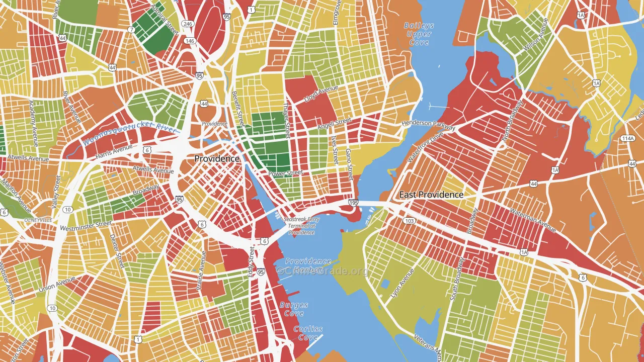 Fox Point, Providence, RI Map of Burglary Rates