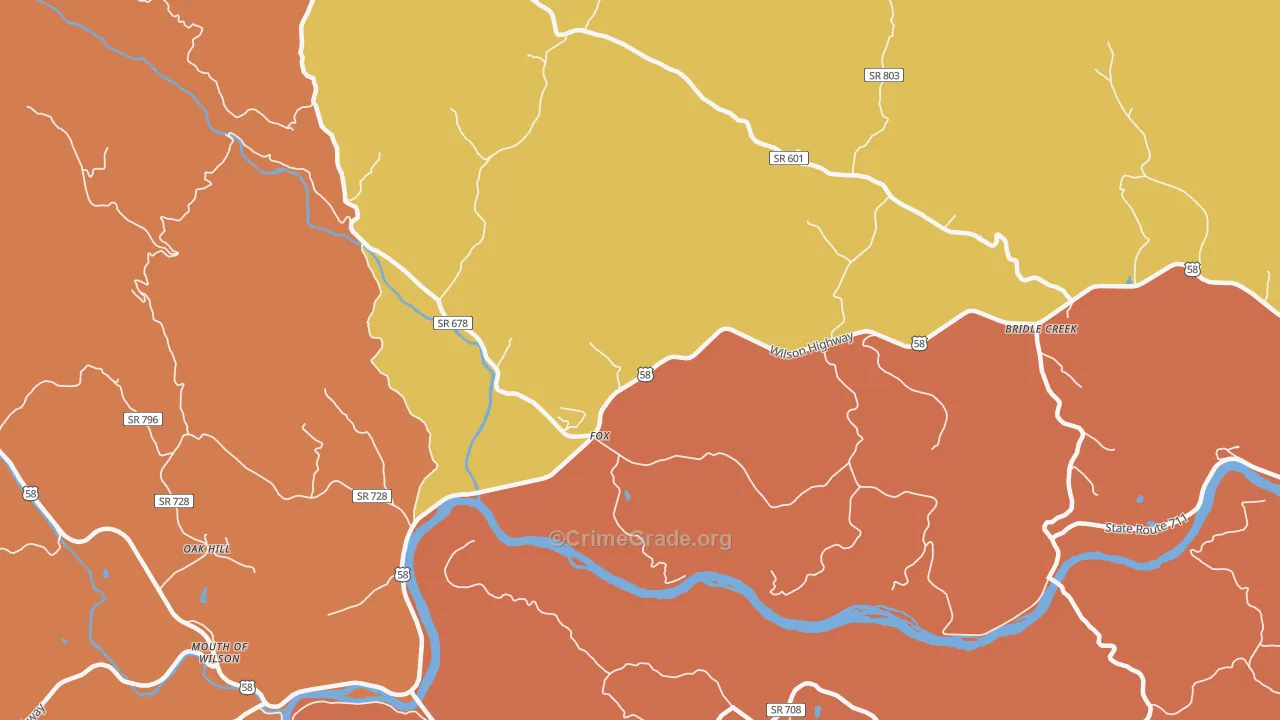 Fox, VA Map of Burglary Rates