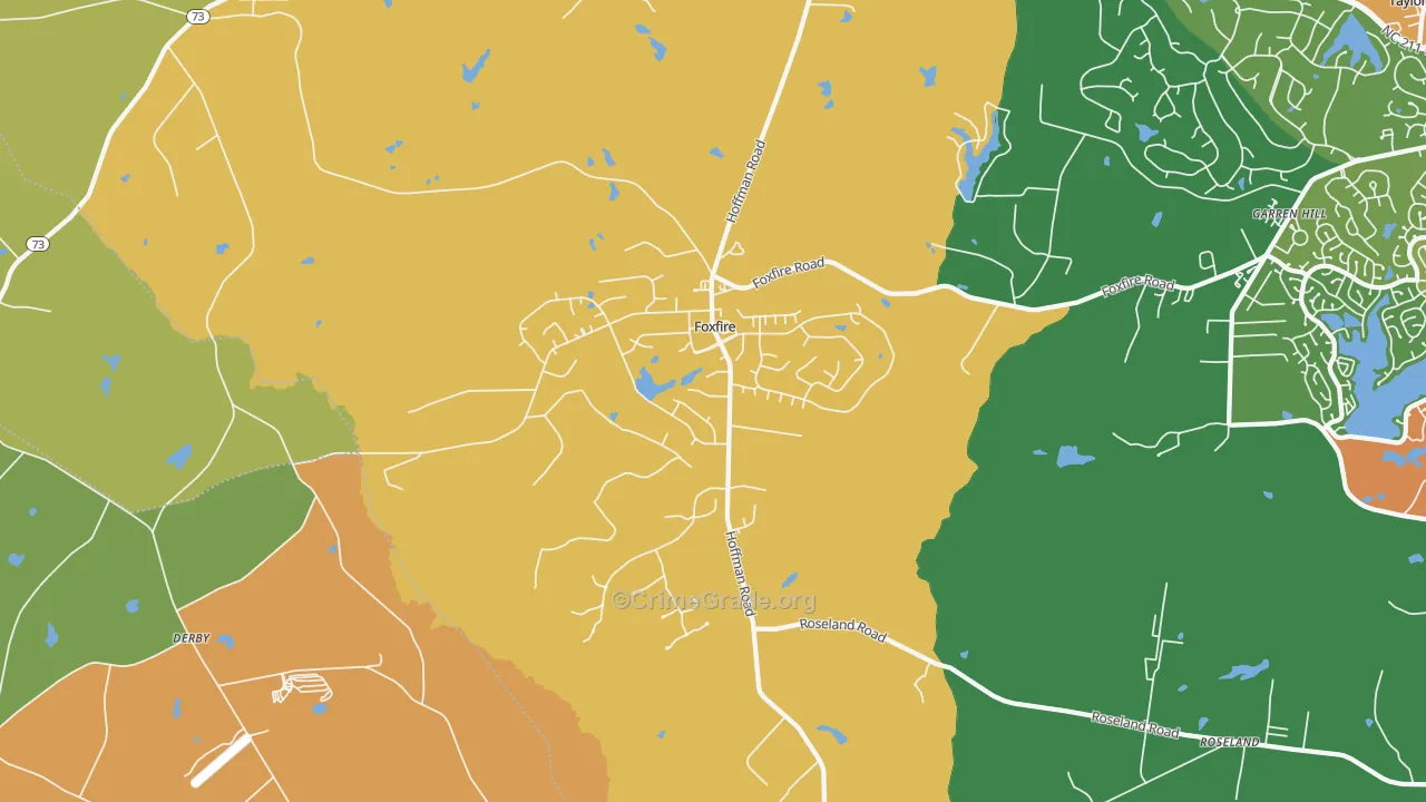Foxfire, NC Map of Burglary Rates