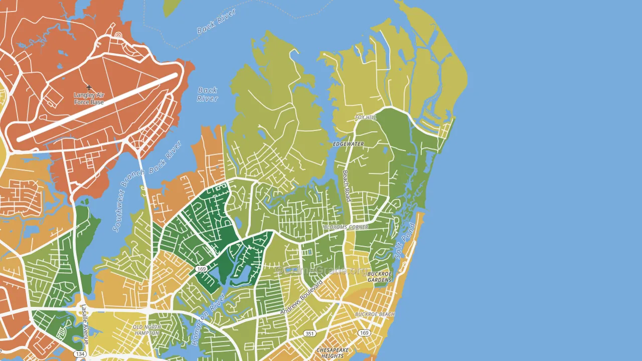 Foxhill, Hampton, VA Map of Burglary Rates
