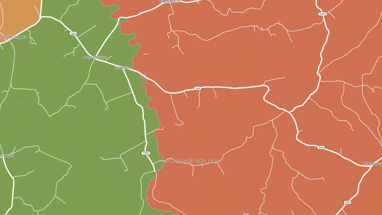 Foxport, KY Map of Burglary Rates