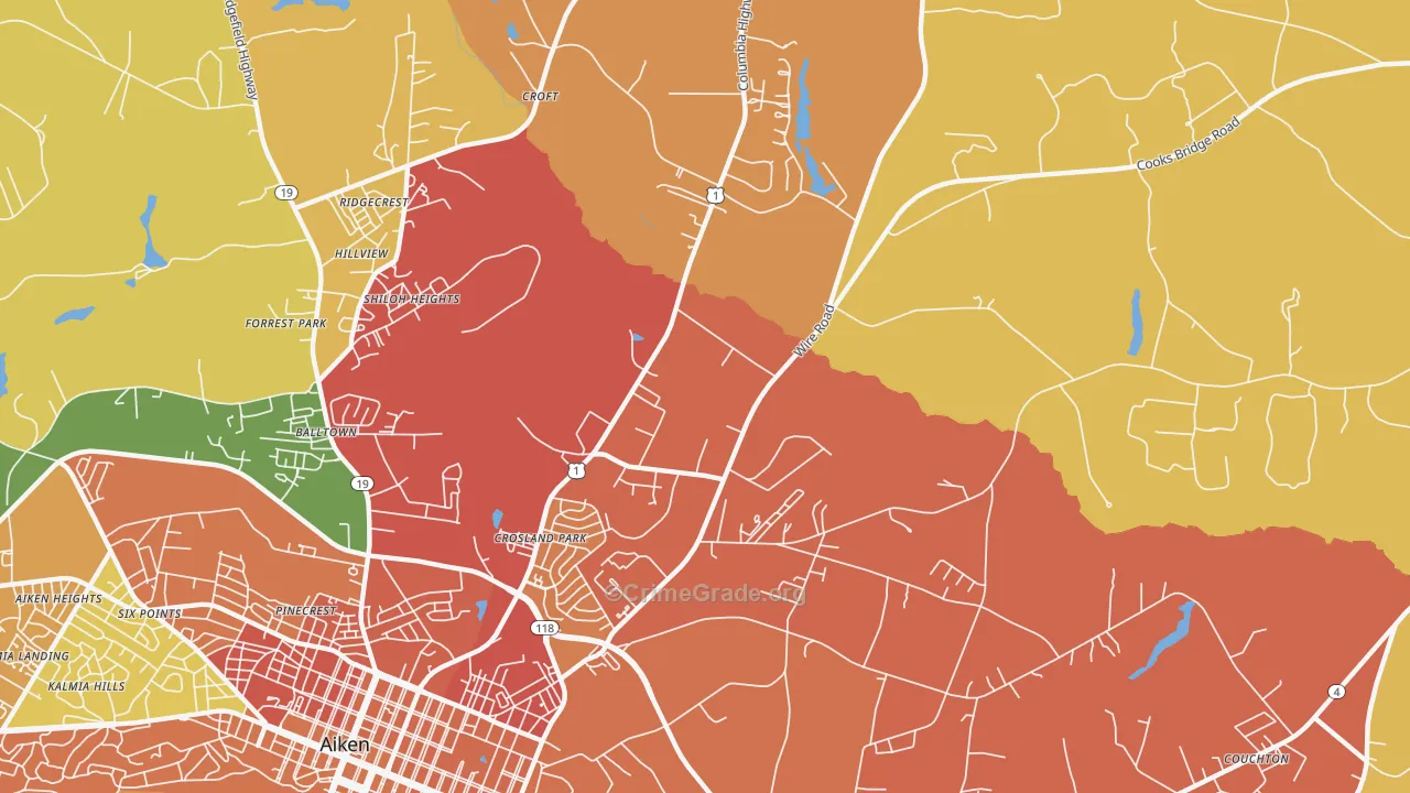 Foxtown, SC Map of Burglary Rates
