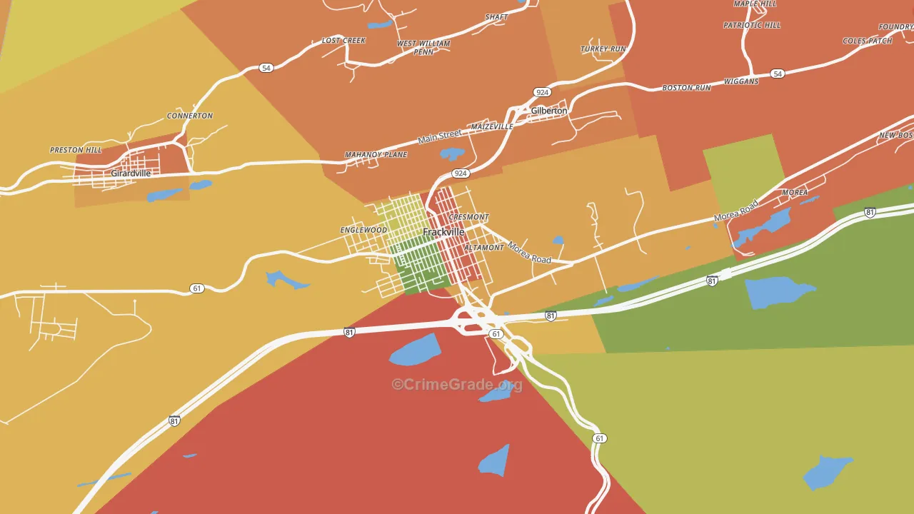 Frackville, PA Map of Burglary Rates