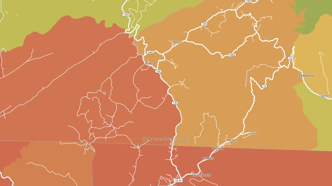 Frakes, KY Map of Burglary Rates