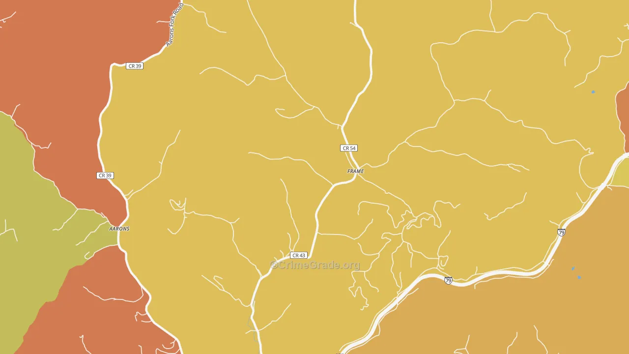 Frame, WV Map of Burglary Rates