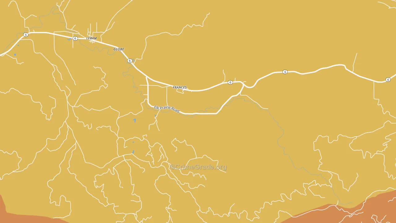 Frances, WA Map of Burglary Rates