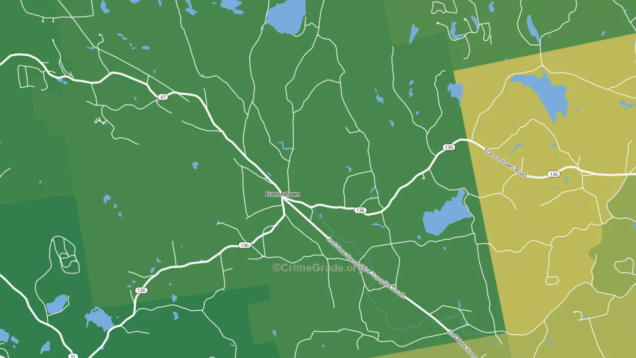 Francestown, NH Map of Burglary Rates