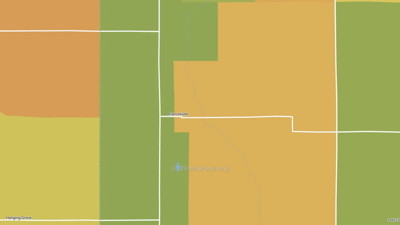 Francesville, IN Map of Burglary Rates