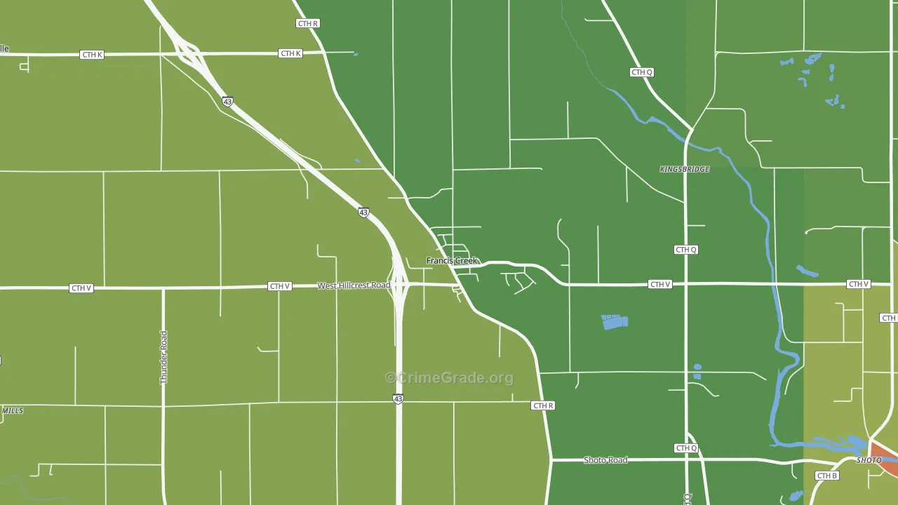 Francis Creek, WI Map of Burglary Rates
