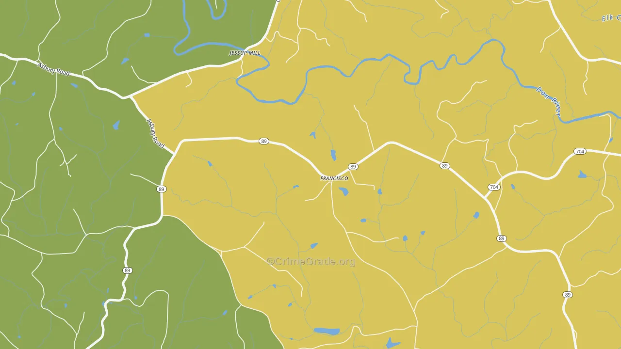 Francisco, NC Map of Burglary Rates
