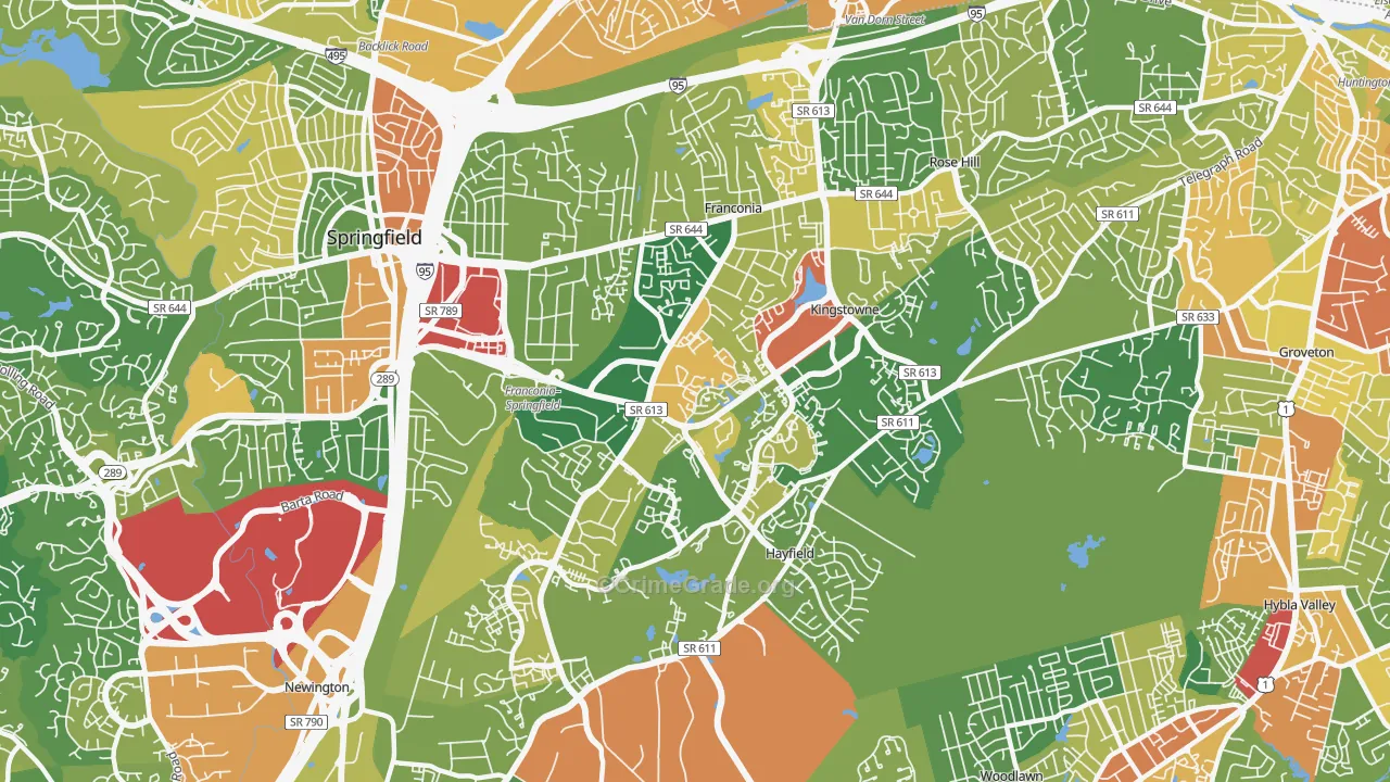 Franconia, VA Map of Burglary Rates