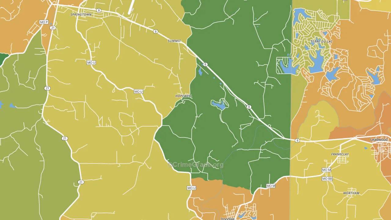 Frankclay, MO Map of Burglary Rates