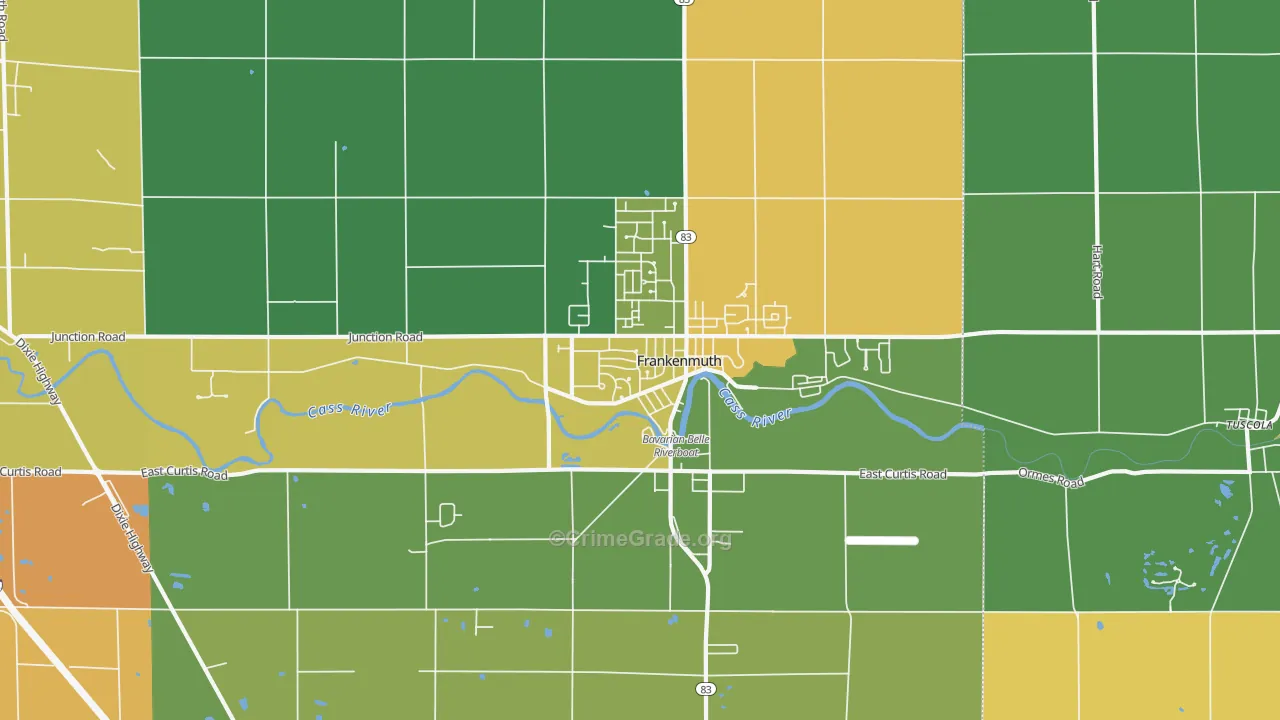 Frankenmuth, MI Map of Burglary Rates