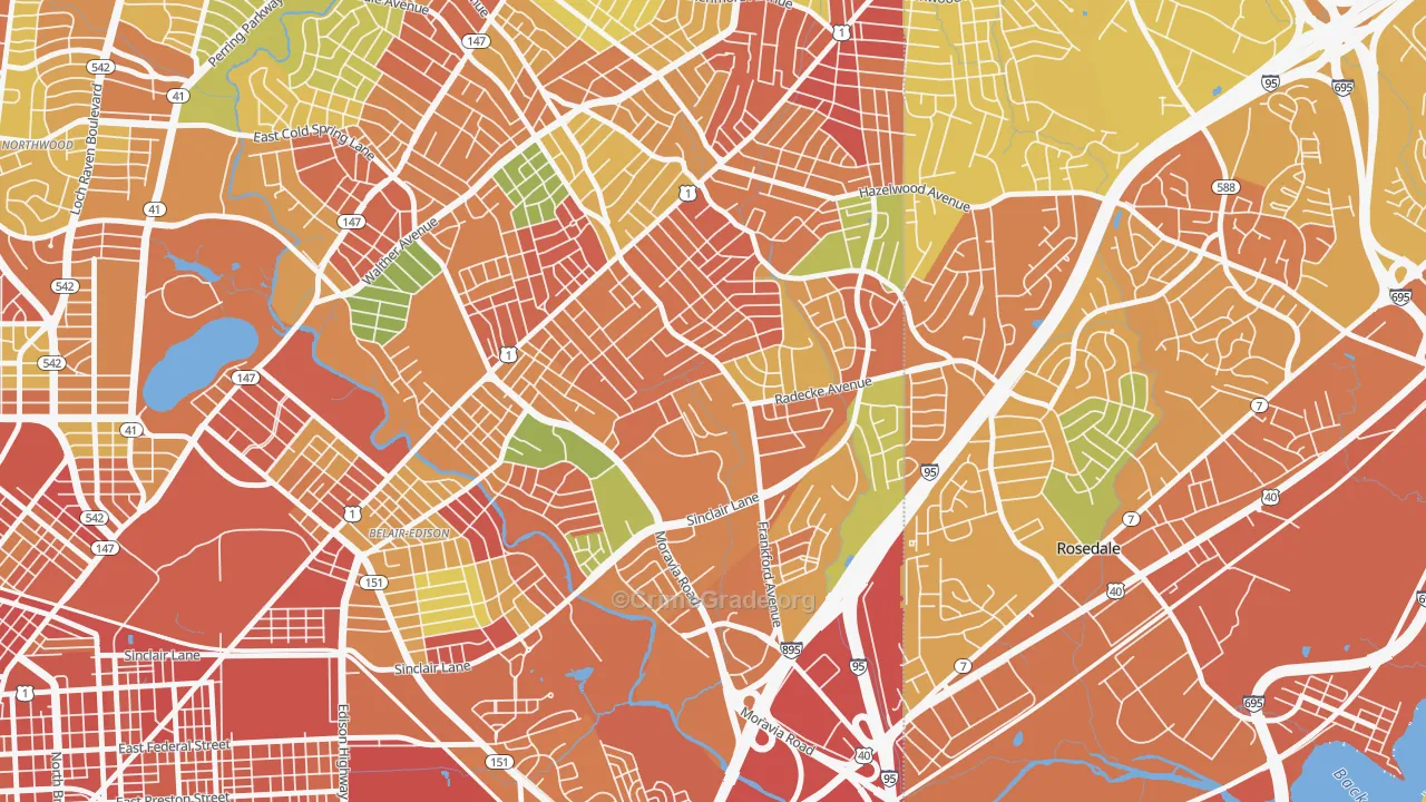 Frankford, Baltimore, MD Map of Burglary Rates