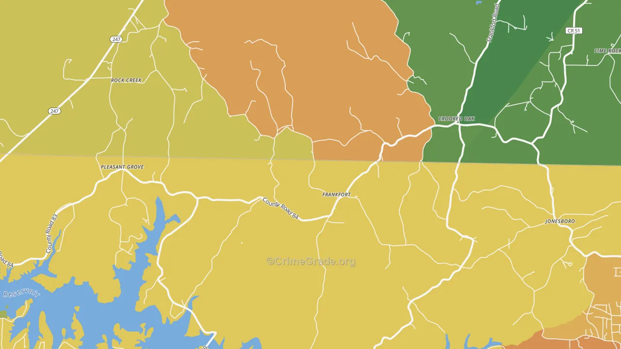 Frankfort, AL Map of Burglary Rates