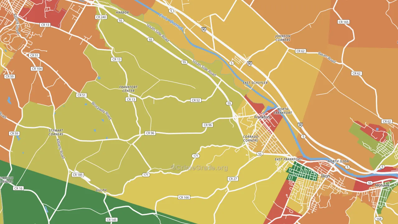 Frankfort, NY Map of Burglary Rates