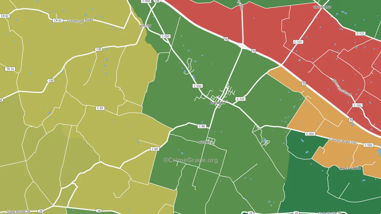 Frankfort, OH Map of Burglary Rates