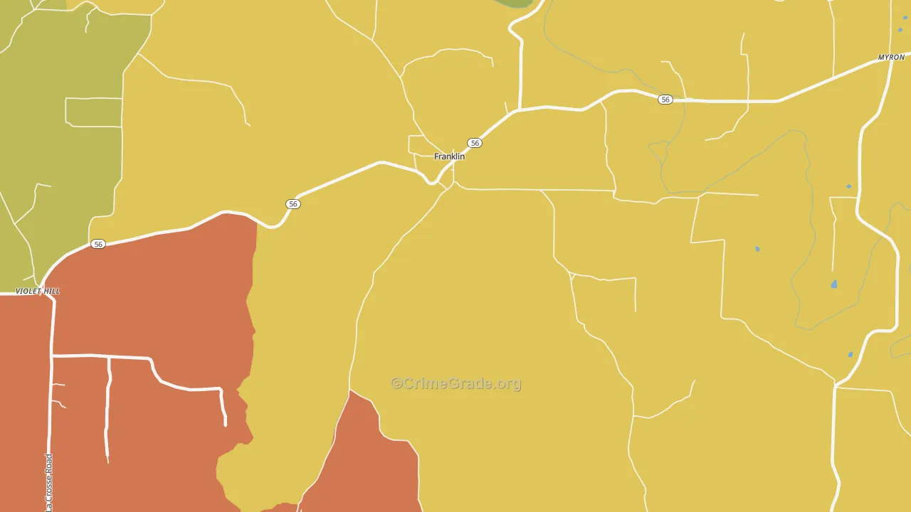 Franklin, AR Map of Burglary Rates