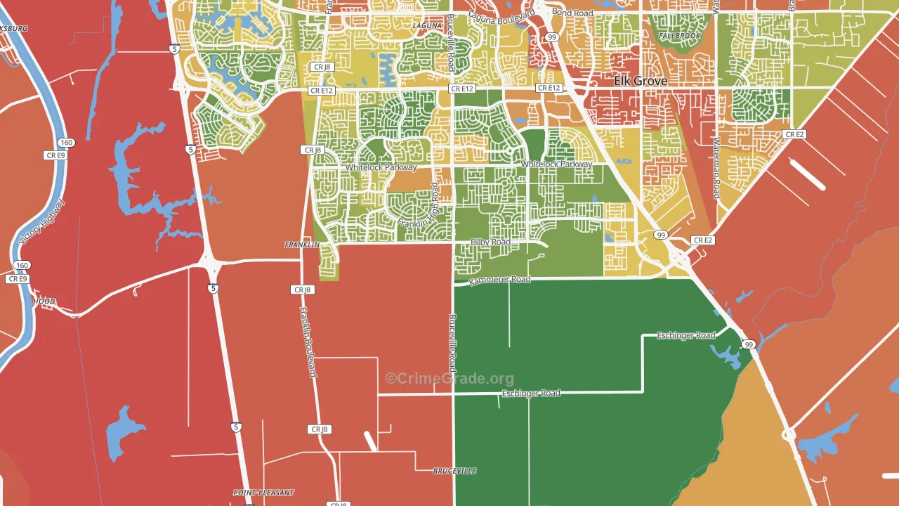 Franklin, CA Map of Burglary Rates
