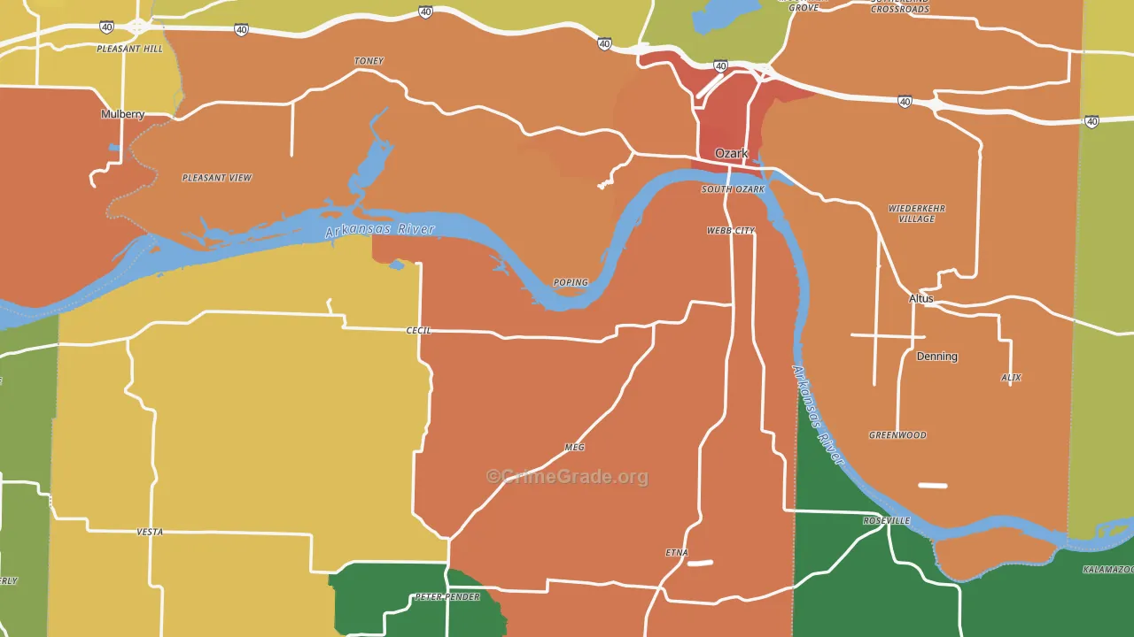 Franklin County, AR Map of Burglary Rates