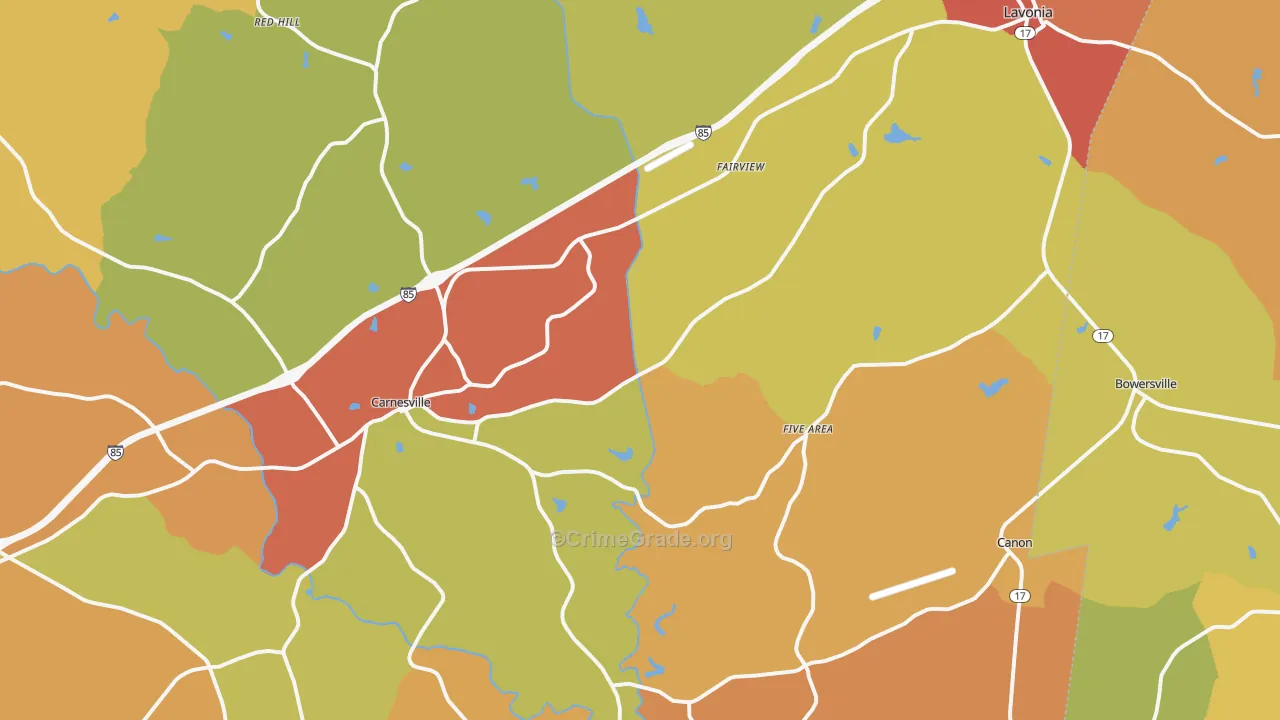 Franklin County, GA Map of Burglary Rates
