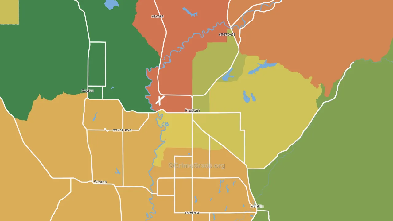 Franklin County, ID Map of Burglary Rates