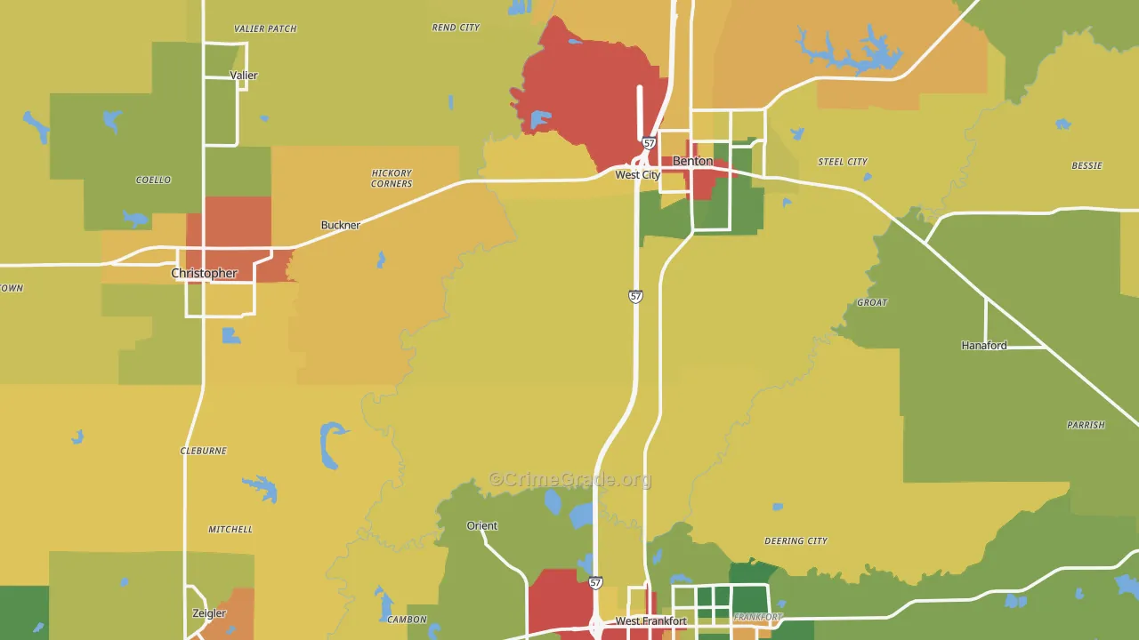 Franklin County, IL Map of Burglary Rates