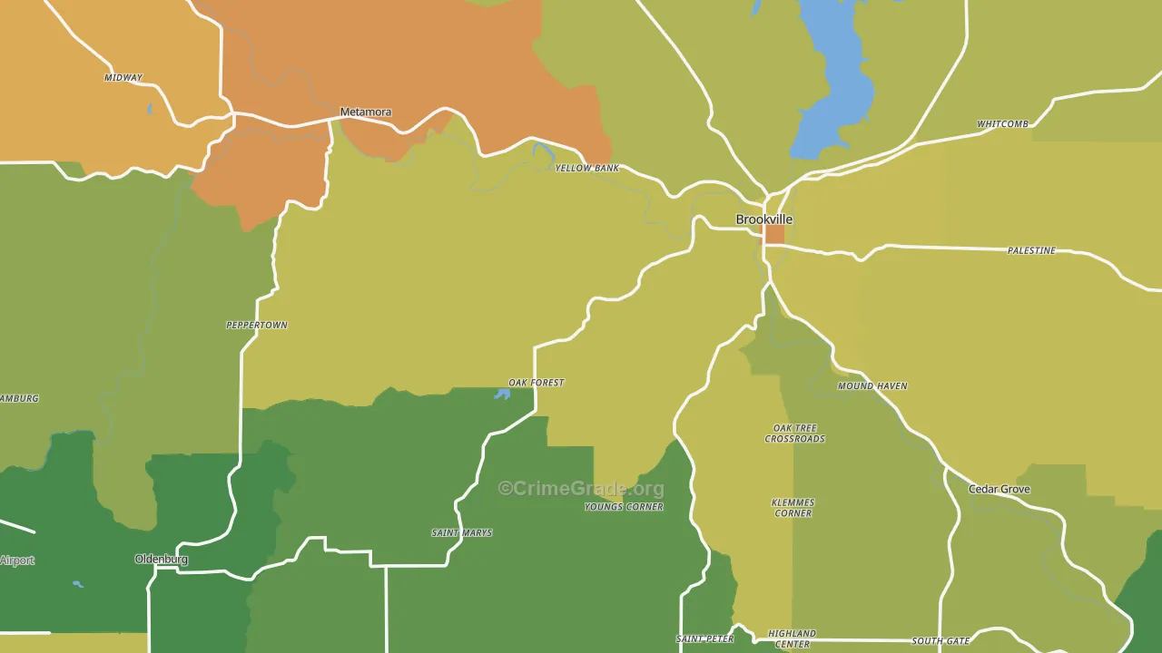 Franklin County, IN Map of Burglary Rates