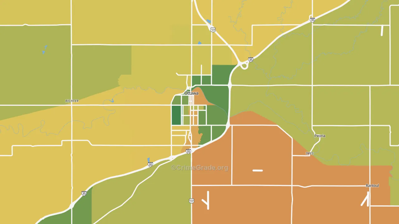 Franklin County, KS Map of Burglary Rates