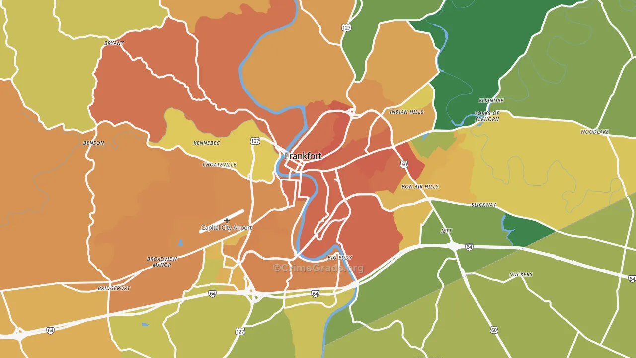 Franklin County, KY Map of Burglary Rates