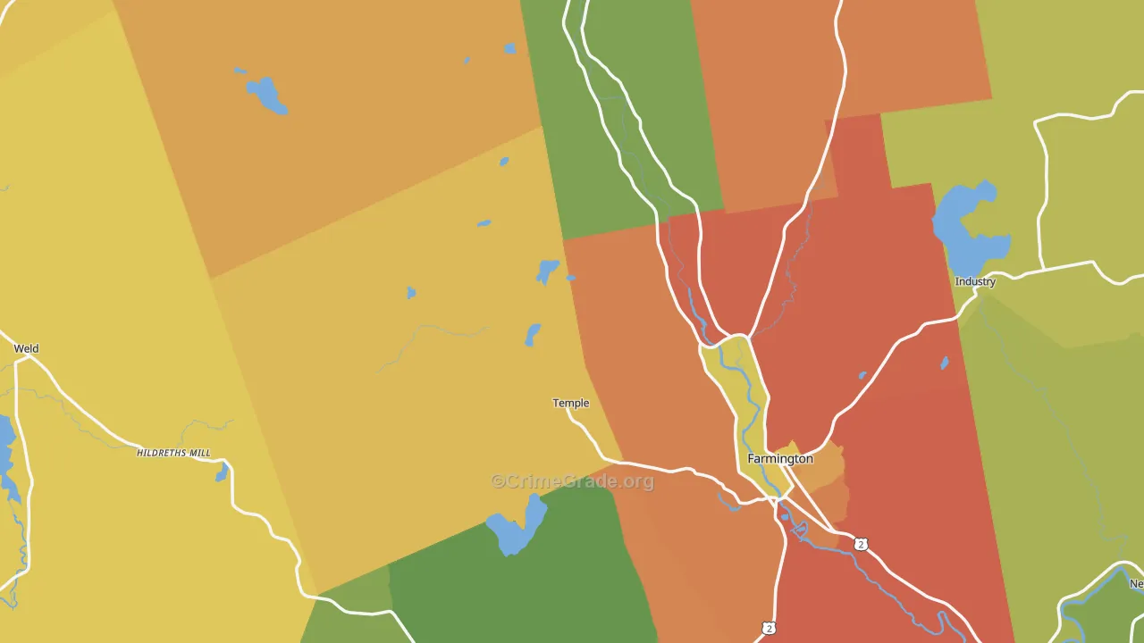 Franklin County, ME Map of Burglary Rates