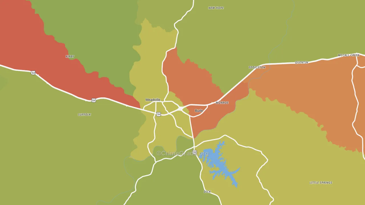 Franklin County, MS Map of Burglary Rates