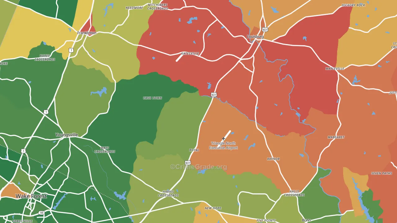 Franklin County, NC Map of Burglary Rates
