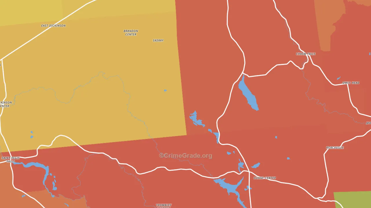 Franklin County, NY Map of Burglary Rates